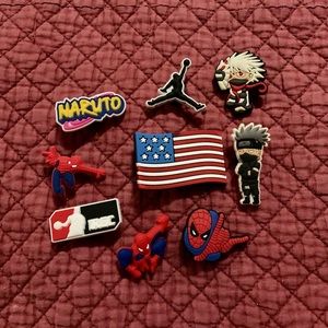 Bundle of CROCS charms - Spiderman, Naruto, etc.